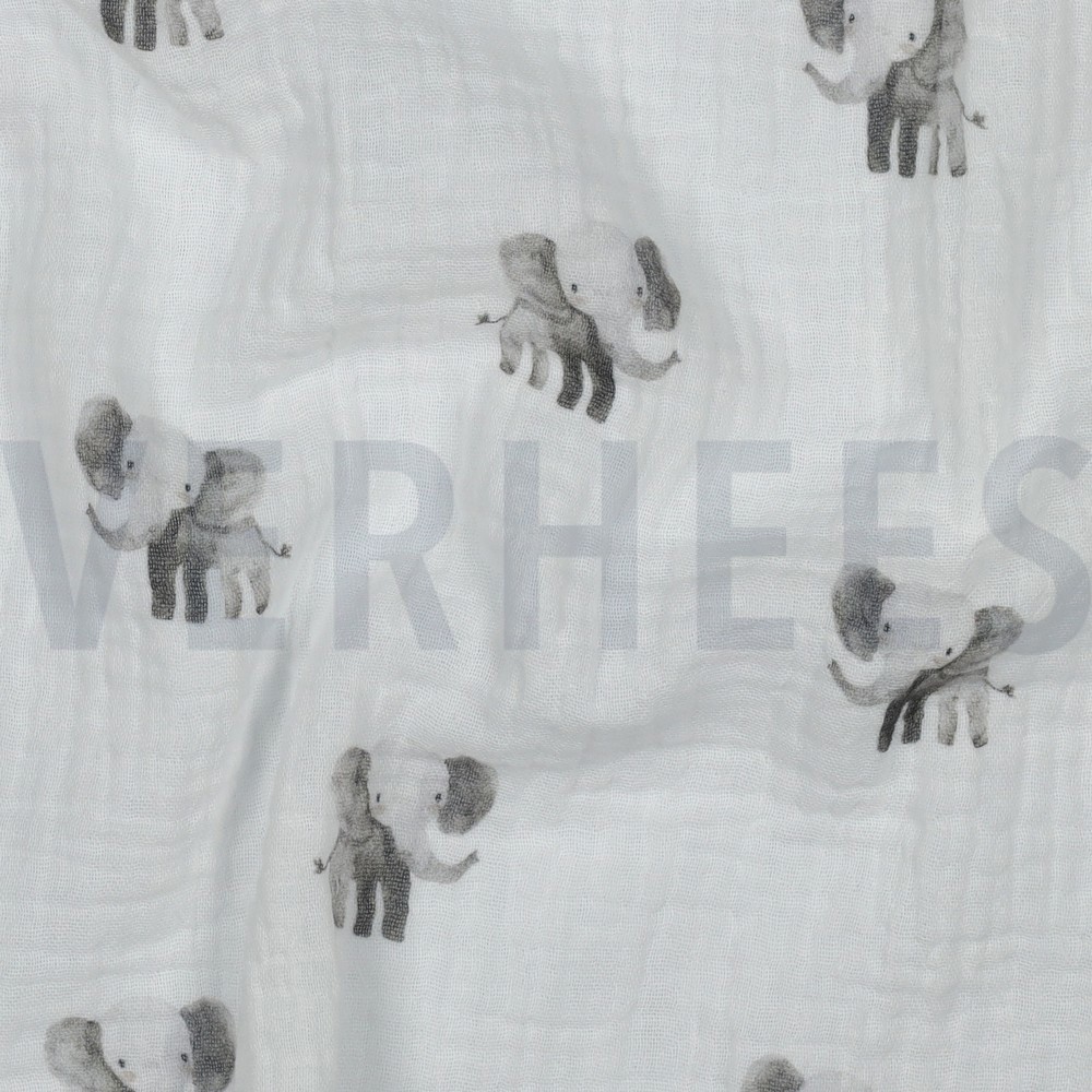 DOUBLE GAZE DE COTON GOTS DIGITAL ANIMAUX BLANC #7