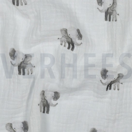 DOUBLE GAUZE GOTS DIGITAAL DIEREN WIT #7