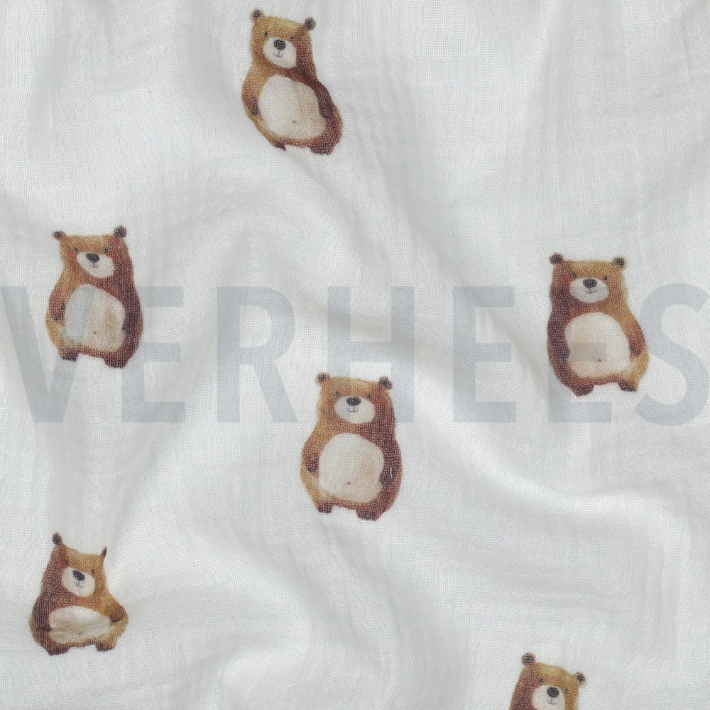 DOUBLE GAUZE GOTS DIGITAL ANIMALS WHITE #7