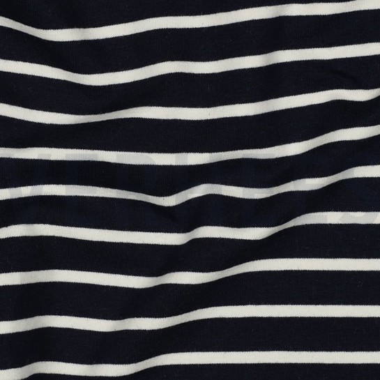 FRENCH TERRY GARENGEVERFD STREPEN DONKERBLAUW/ÉCRU #7