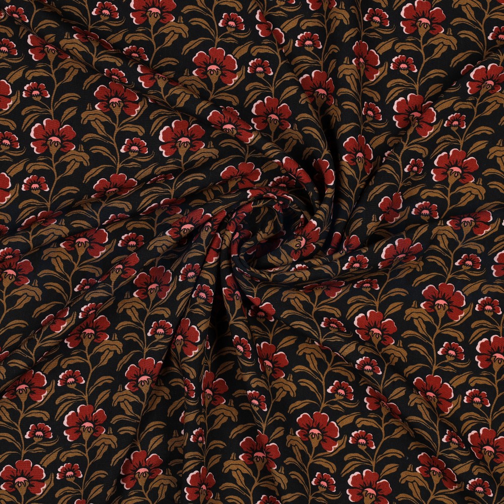 VISCOSE RADIANCE BLOEMEN ZWART #7
