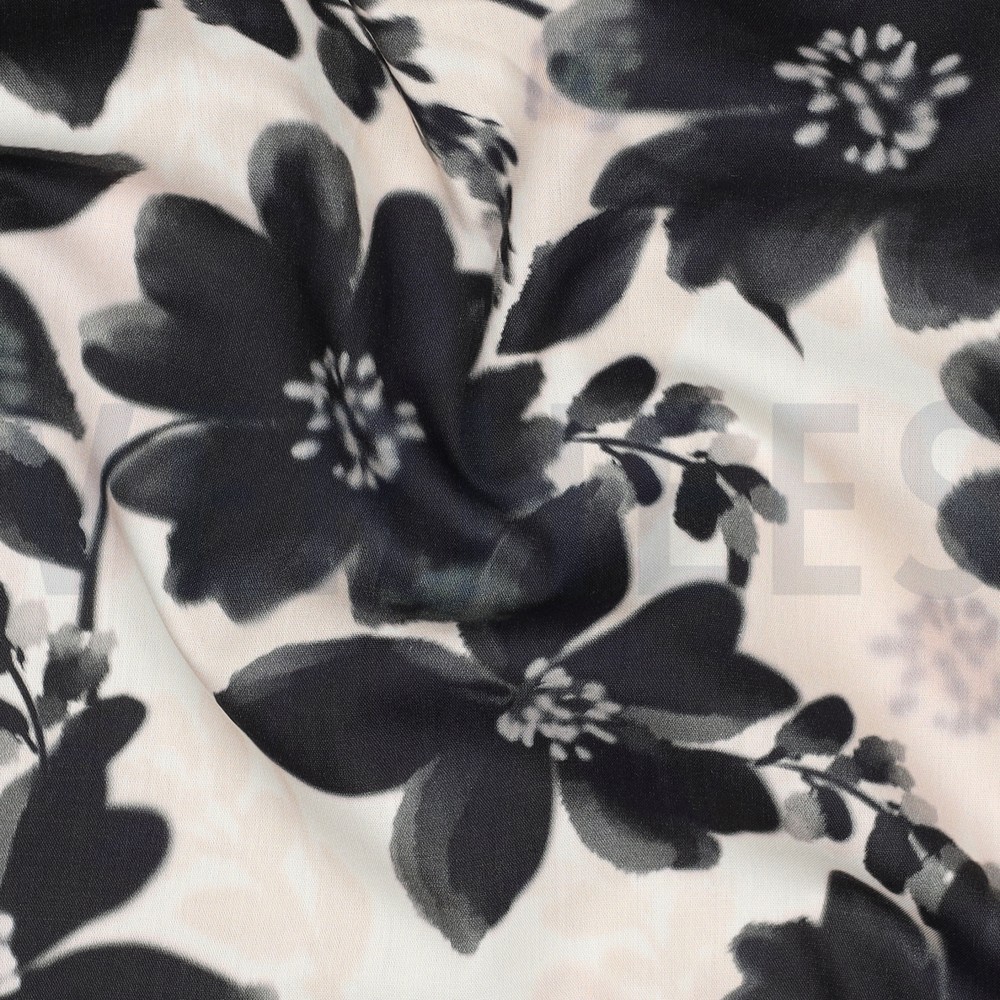 COTTON VISCOSE DIGITAL FLOWERS WHITE #7