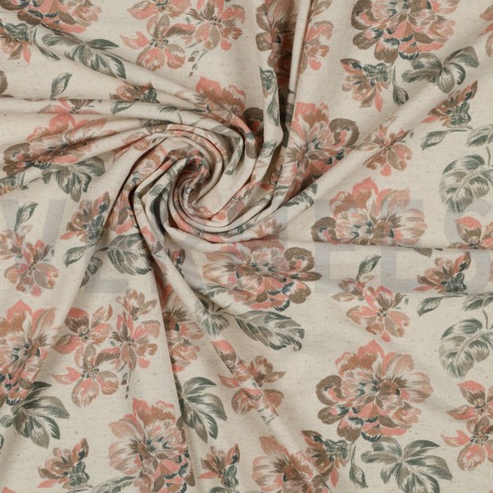LINNEN JERSEY DIGITAAL BLOEMEN ECRU #7