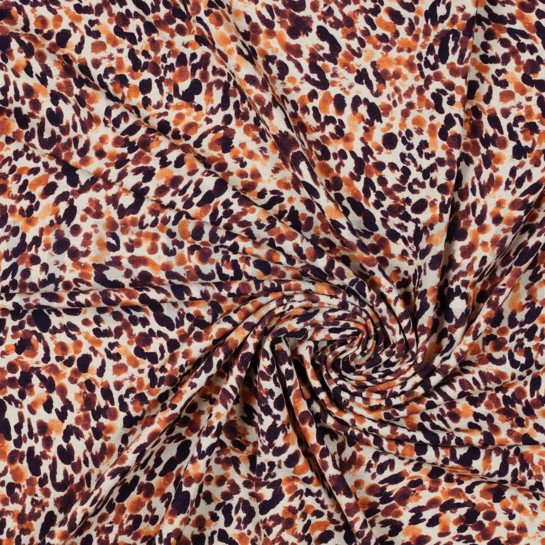 LEINEN JERSEY DIGITAL LEOPARD PRINT NATUR ORANGE #7