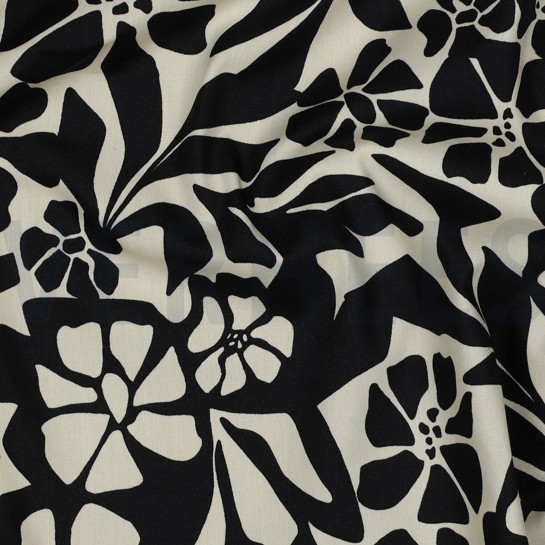 COTTON VISCOSE FLOWERS BLACK #7
