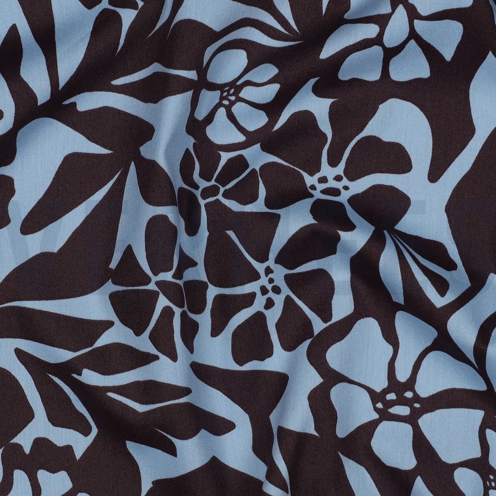COTTON VISCOSE FLOWERS LIGHT BLUE #7