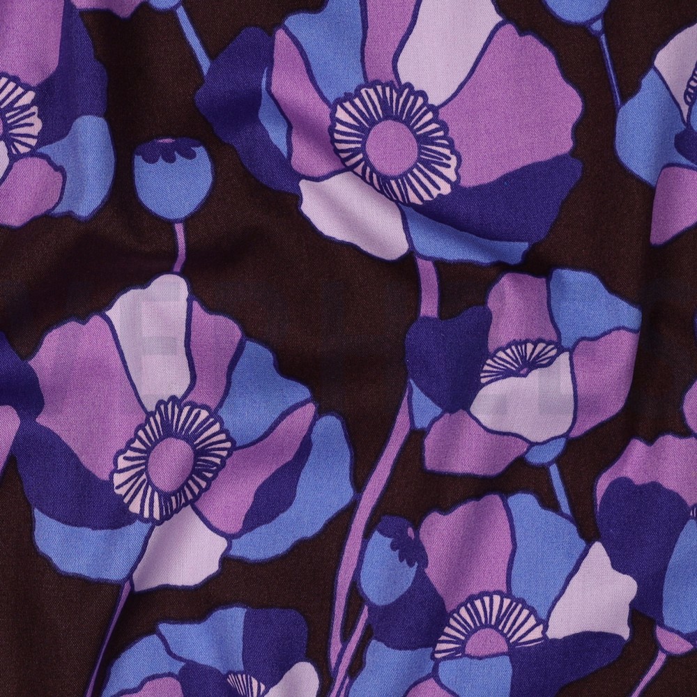 KATOEN VISCOSE BLOEMEN BORDEAUXROOD #7