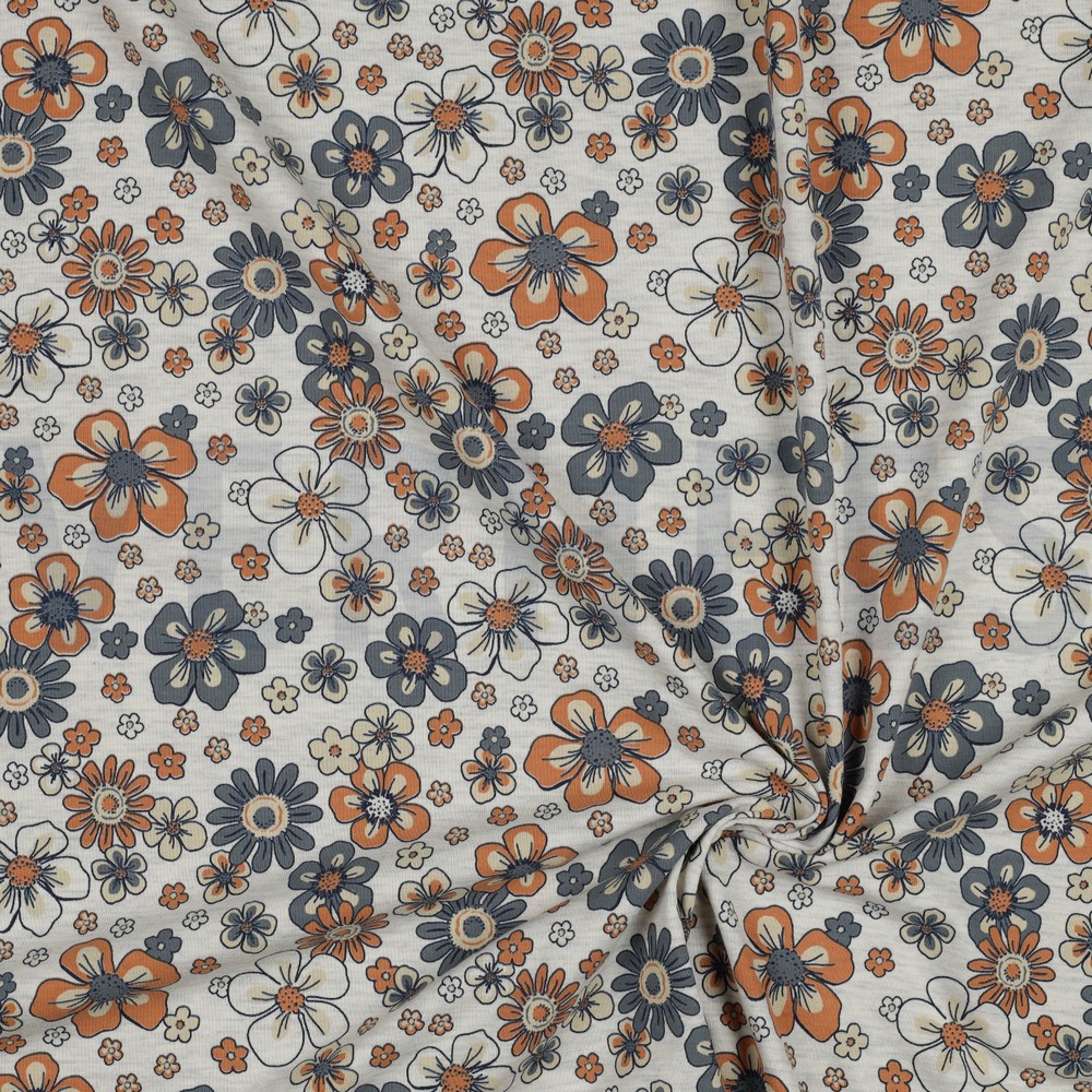 JERSEY GEMÊLEERD BLOEMEN ECRU #7