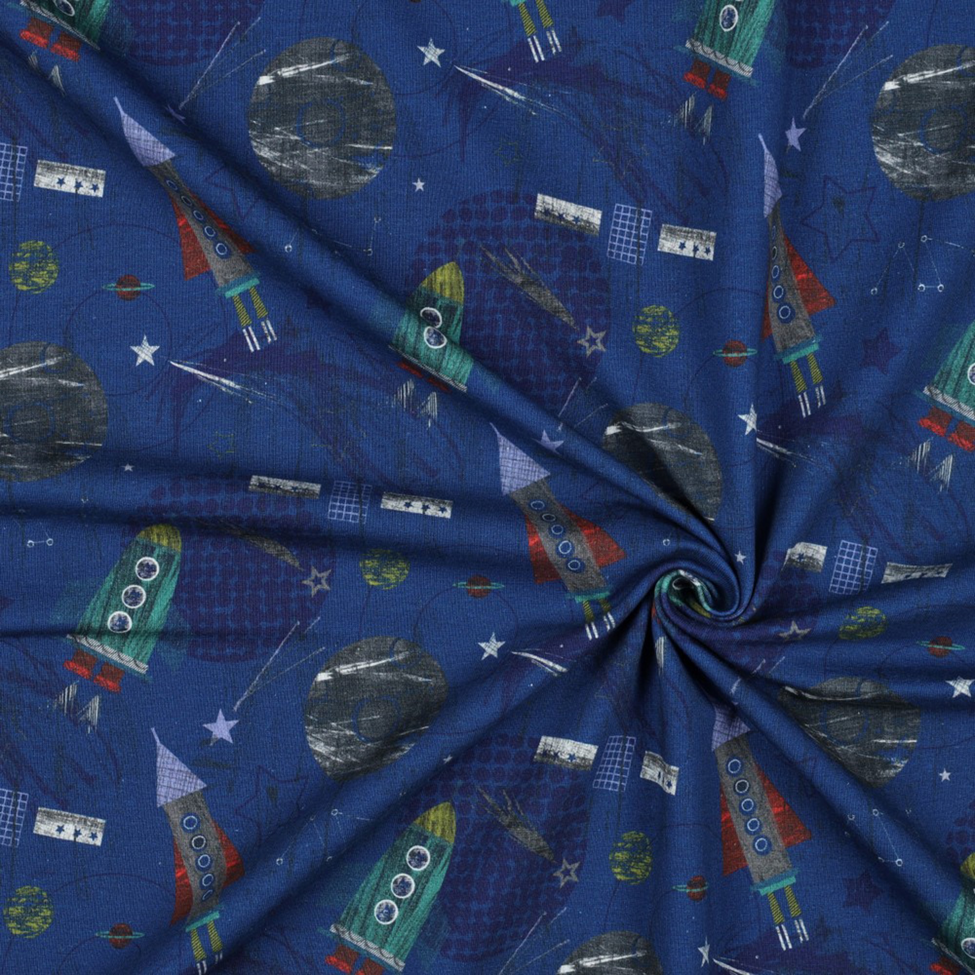 FRENCH TERRY DIGITAL WELTALL KOBALTBLAU (high resolution) #2