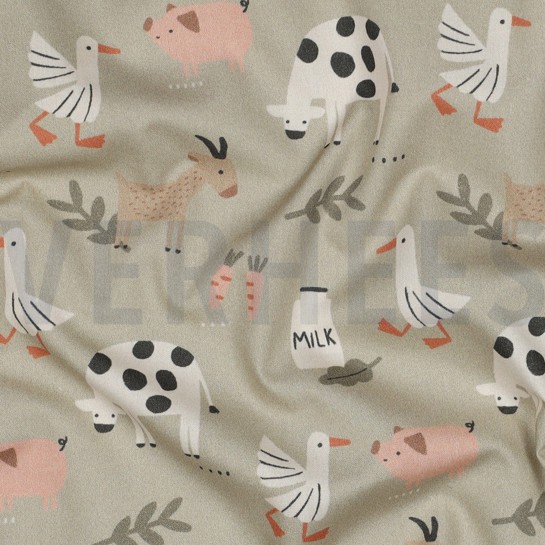FINE POPLIN GOTS FARM ANIMALS SAGE #7