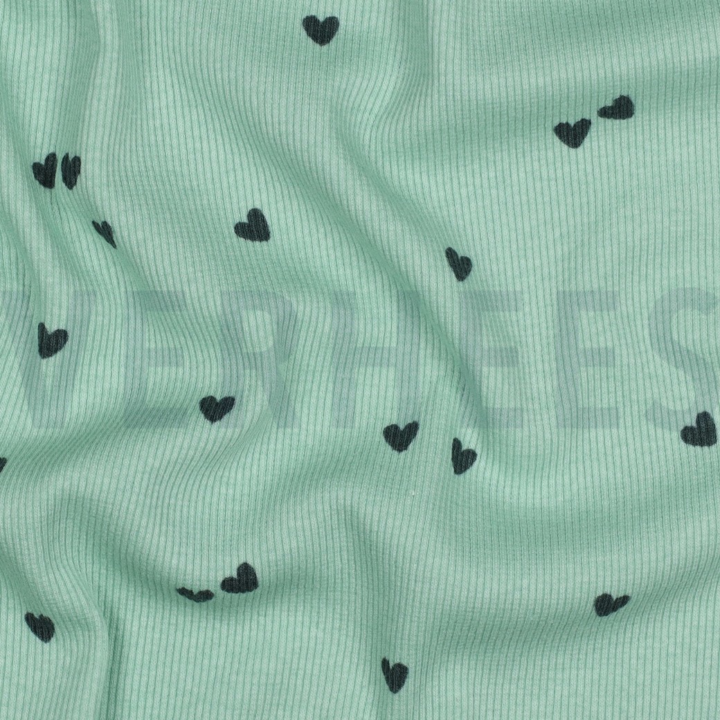 RIB JERSEY HEARTS SAGE #7