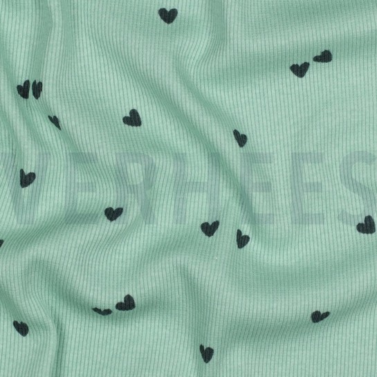 JERSEY CÔTELÉ COEURS SAUGE #7