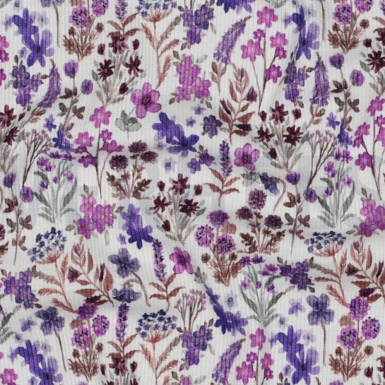 RIB JERSEY DIGITAL FLOWERS COBALT #7