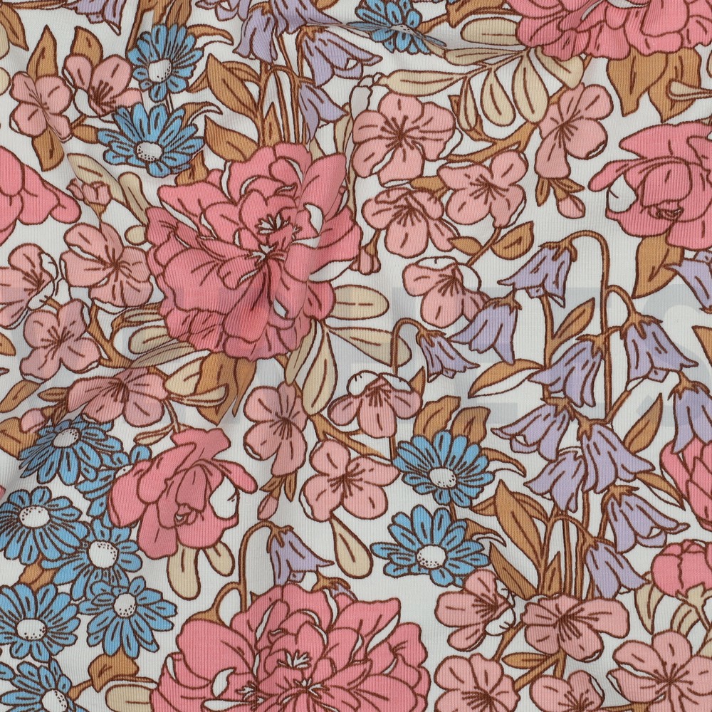 JERSEY BLUMEN GEBROCHEN WEISS #7