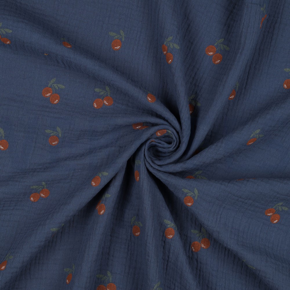 DOUBLE GAZE DE COTON ORANGE JEAN BLEU #7