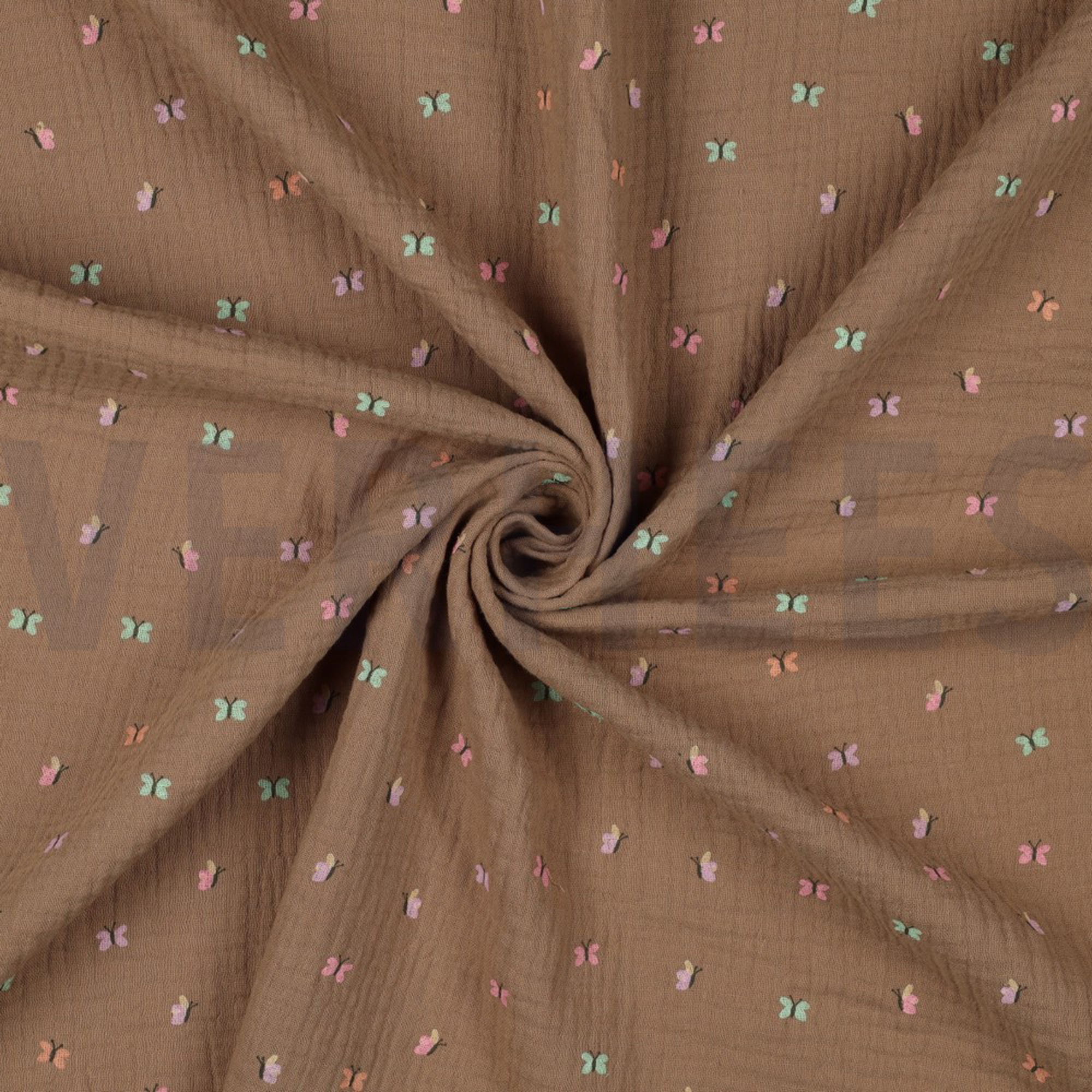 DOUBLE GAZE DE COTON PAPILLONS CAMEL (high resolution) #2