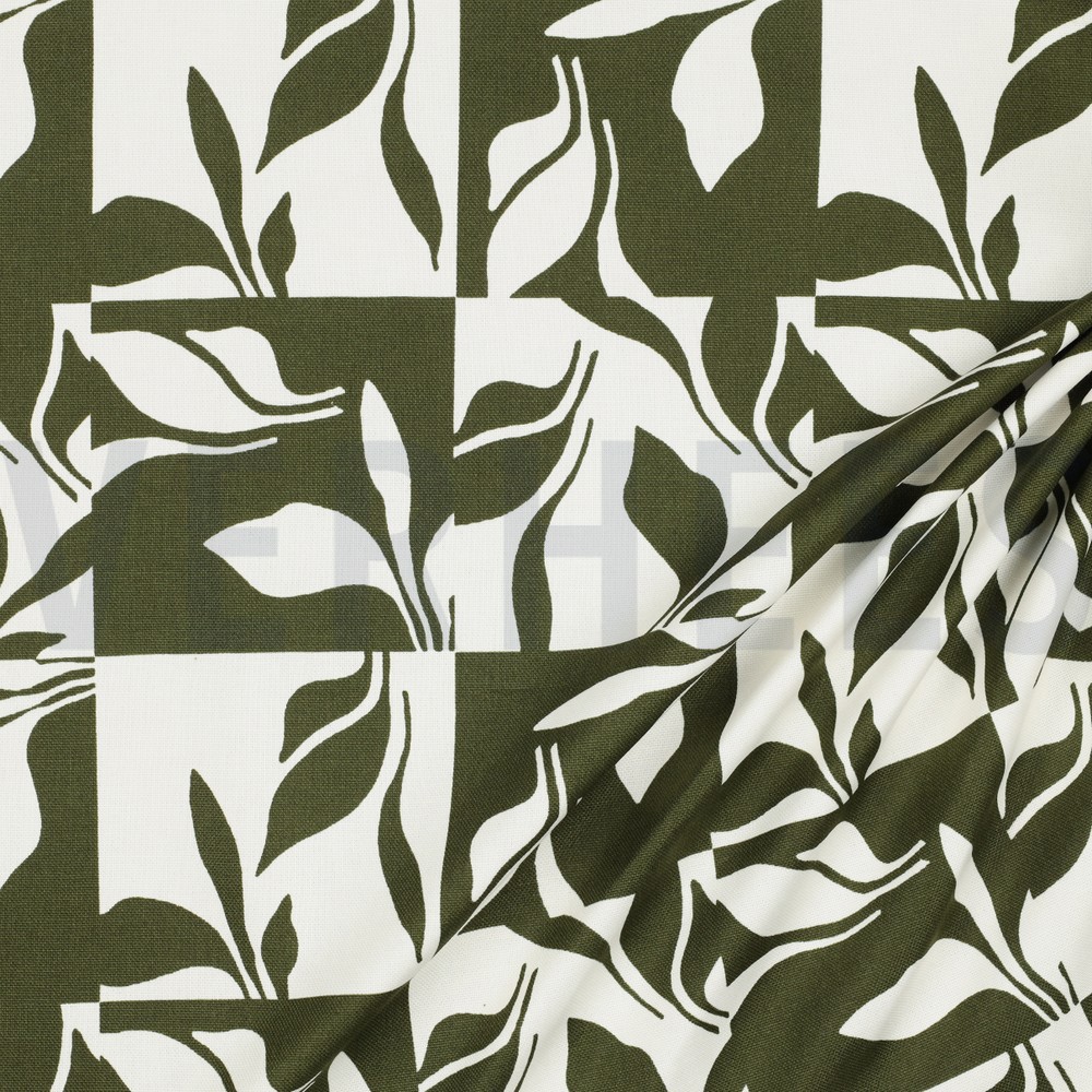 CANVAS ABSTRACT LEAVES FOREST GREEN #7