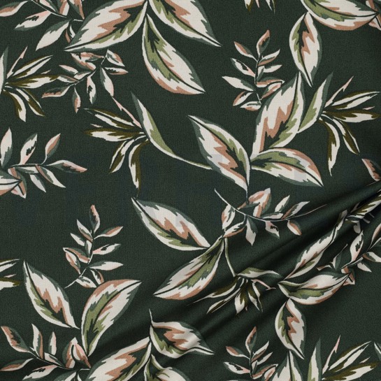 CANVAS BLADEREN DONKERGROEN #7