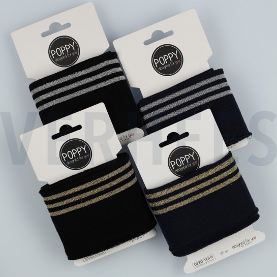 CUFFS LUREX 7CM ZWART ZILVER #7