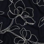 LINNEN VISCOSE EMBROIDERY BLOEMEN MARINEBLAUW (thumbnail) #2