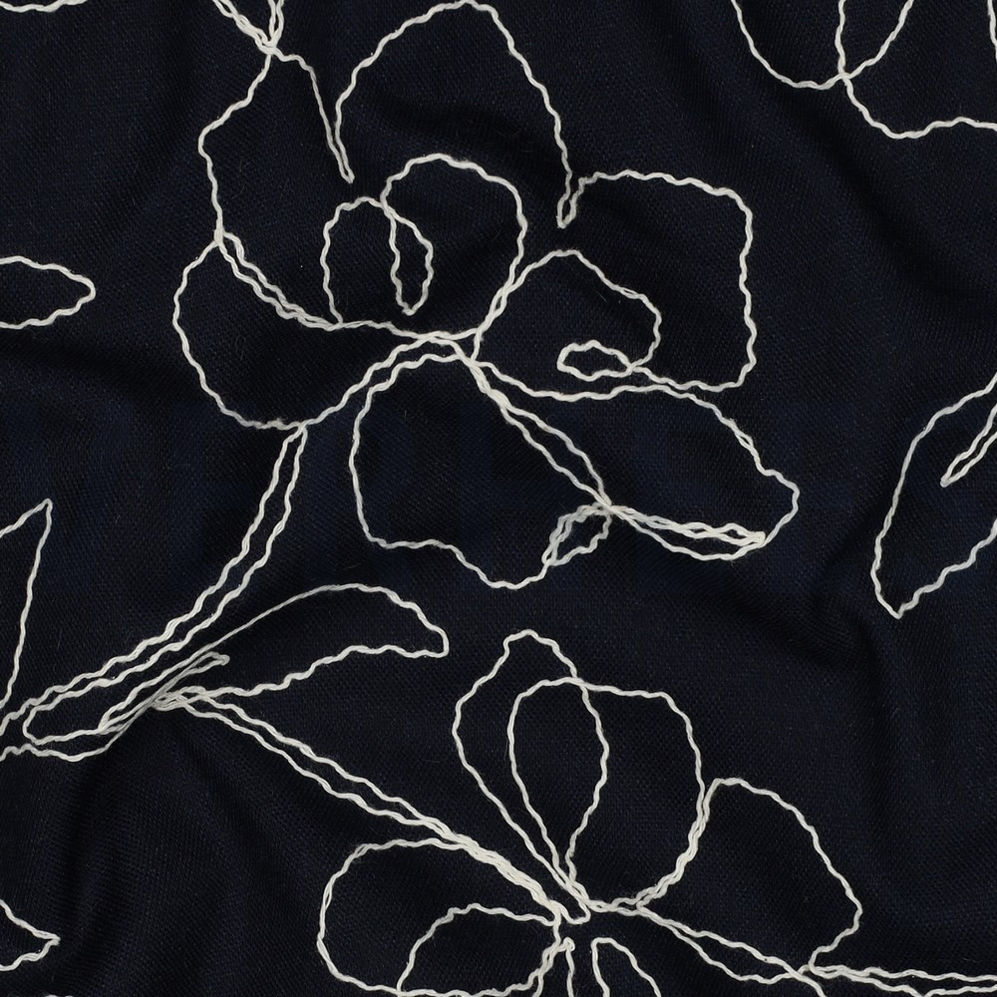 LINNEN VISCOSE EMBROIDERY BLOEMEN MARINEBLAUW (high resolution) #2