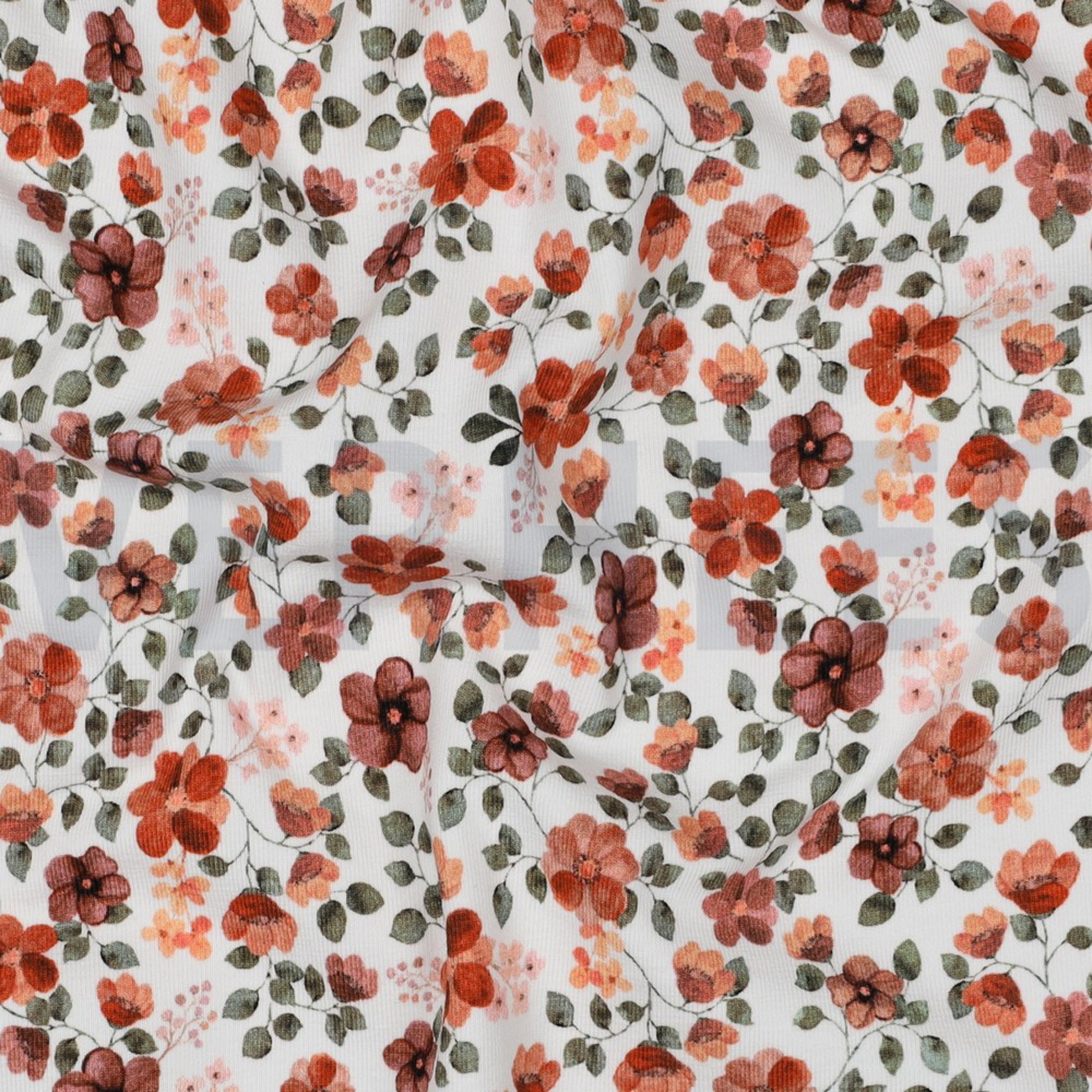 JERSEY GOTS DIGITAAL BLOEMEN WIT/PERZIK (high resolution) #2