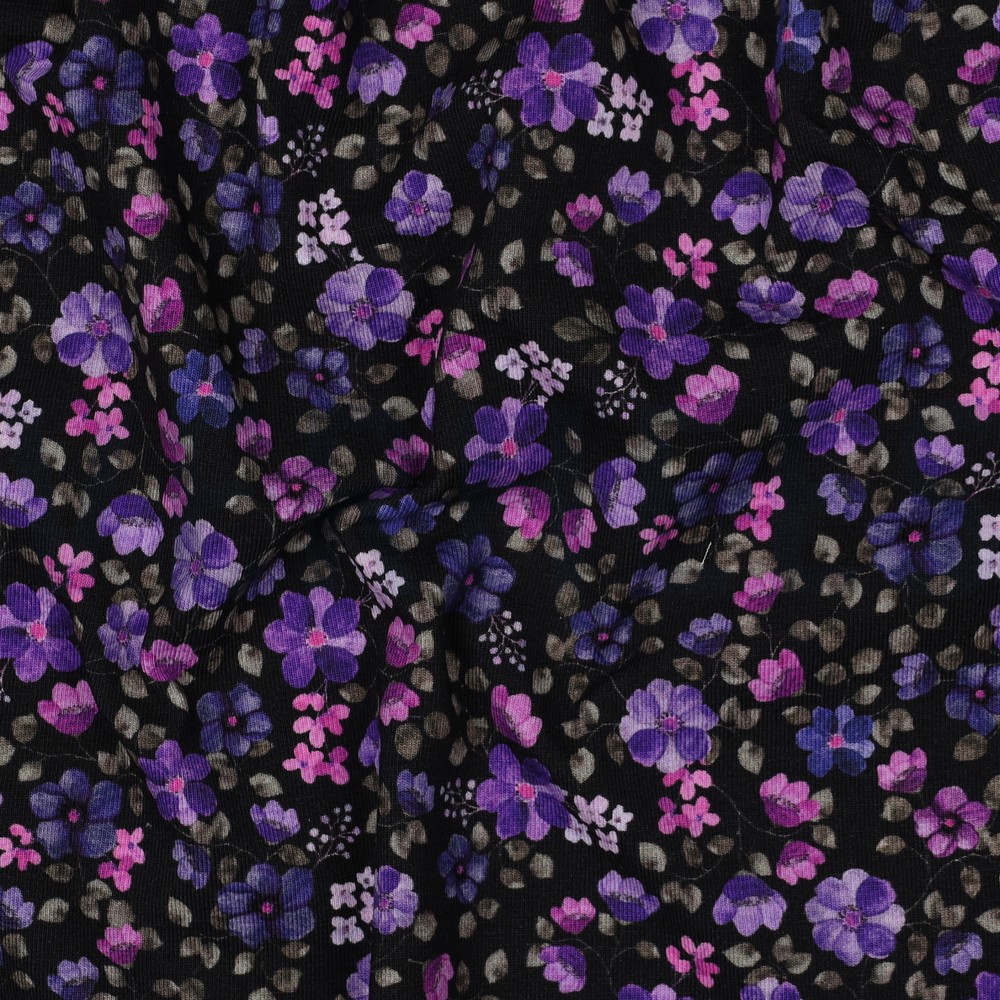 JERSEY GOTS DIGITAL BLUMEN MARINEBLAU/LILA #7