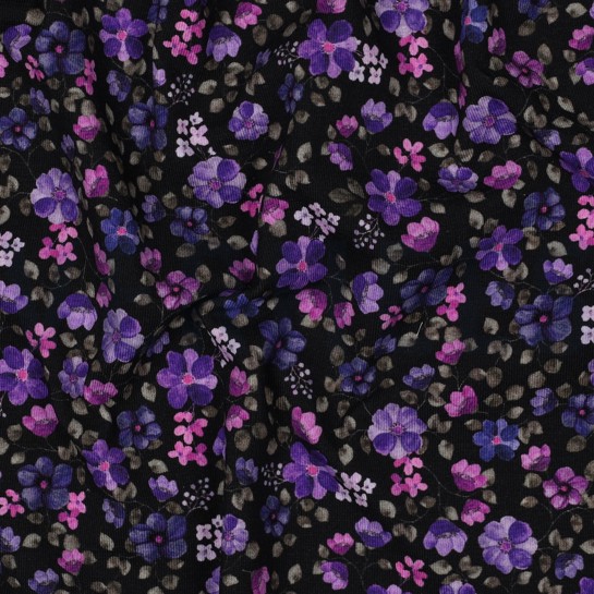 JERSEY GOTS DIGITAL BLUMEN MARINEBLAU/LILA #7