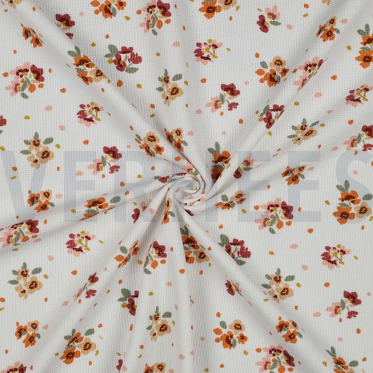 WAFFLE JERSEY FLOWERS WHITE #7