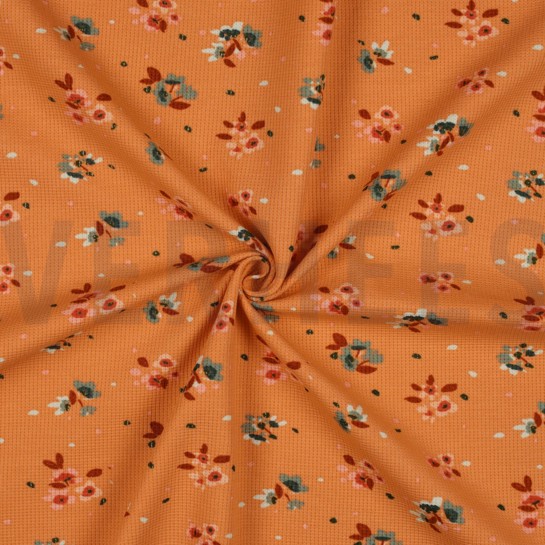 WAFFLE JERSEY FLOWERS SALMON #7
