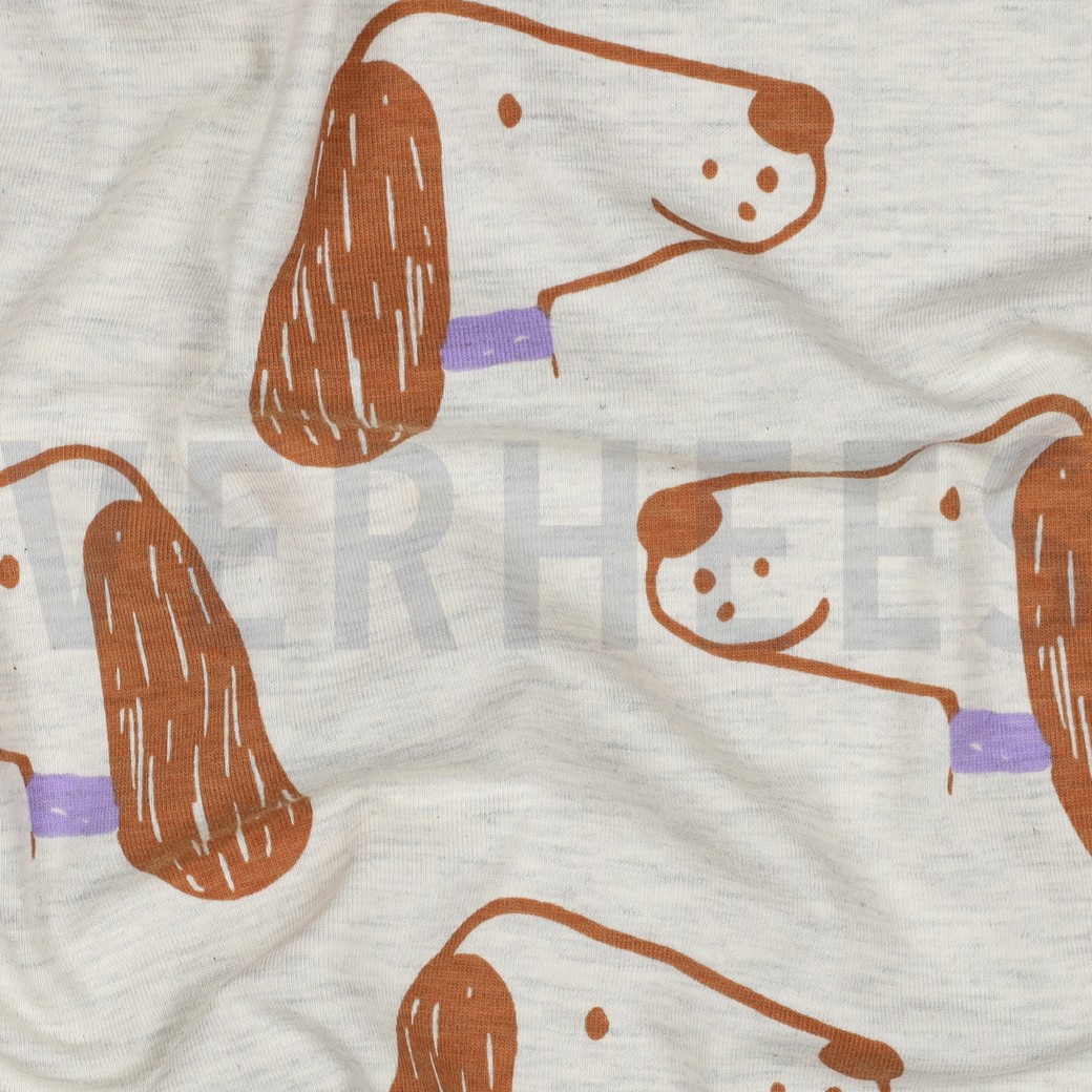 JERSEY MELANGE DOGS ECRU #7
