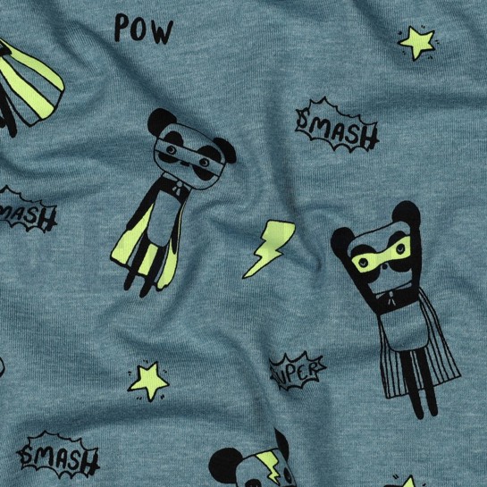 JERSEY MÉLANGE NEON SUPER HÉROS BLEU FUMÉE #7