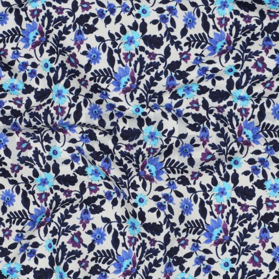 FRENCH TERRY DIGITAL BLUMEN GEBROCHEN WEISS #7