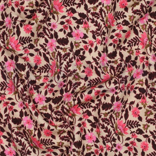 FRENCH TERRY DIGITAL FLOWERS BEIGE #7