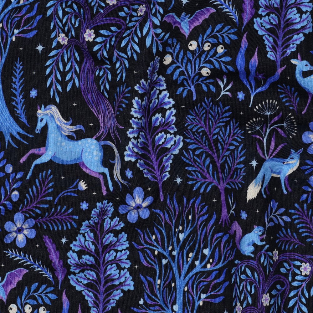 FRENCH TERRY DIGITAL FOREST ANIMALS NAVY #7