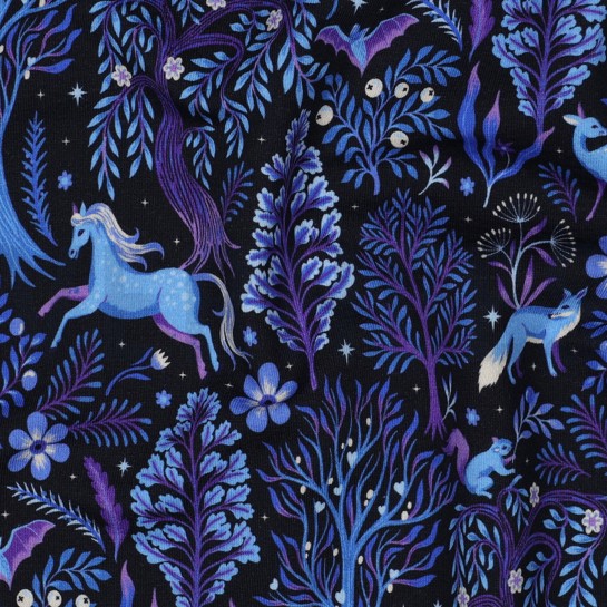 FRENCH TERRY DIGITAL ANIMAUX DE LA FORÊT BLEU MARINE #7