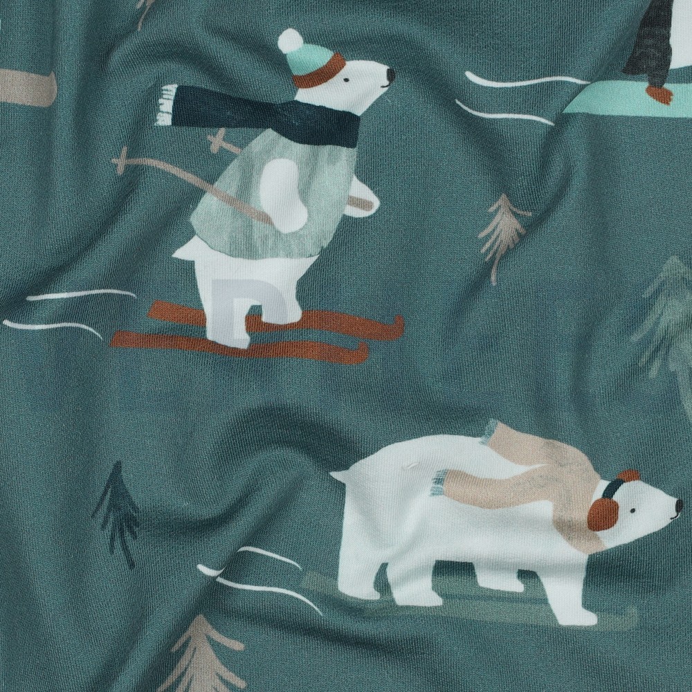 FRENCH TERRY DIGITAL WINTER ANIMALS SAGE #7