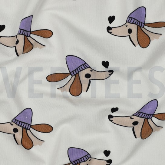 FRENCH TERRY DOGS AND HEARTS OFF WHITE #7