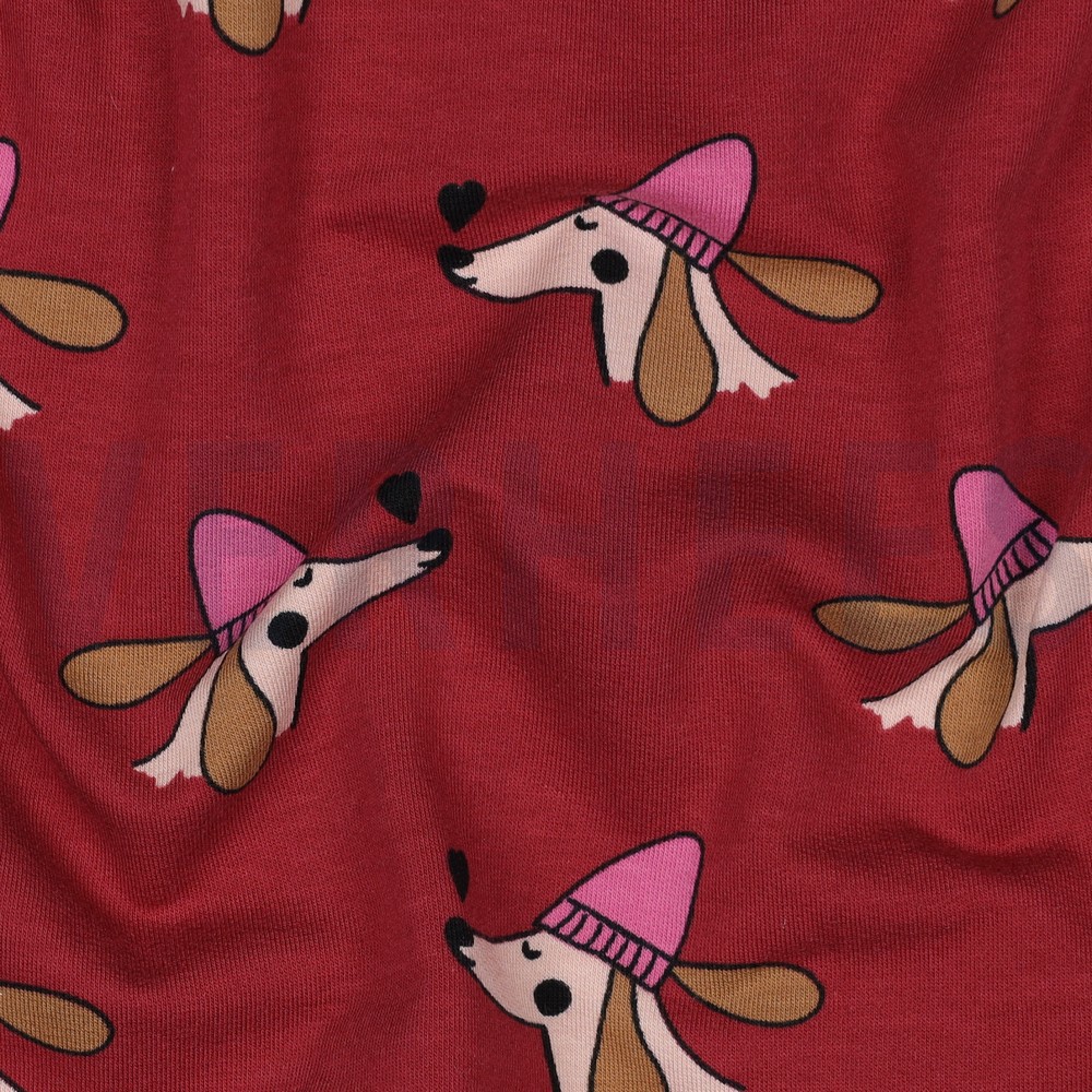 FRENCH TERRY HUNDE UND HERZEN ROT #7