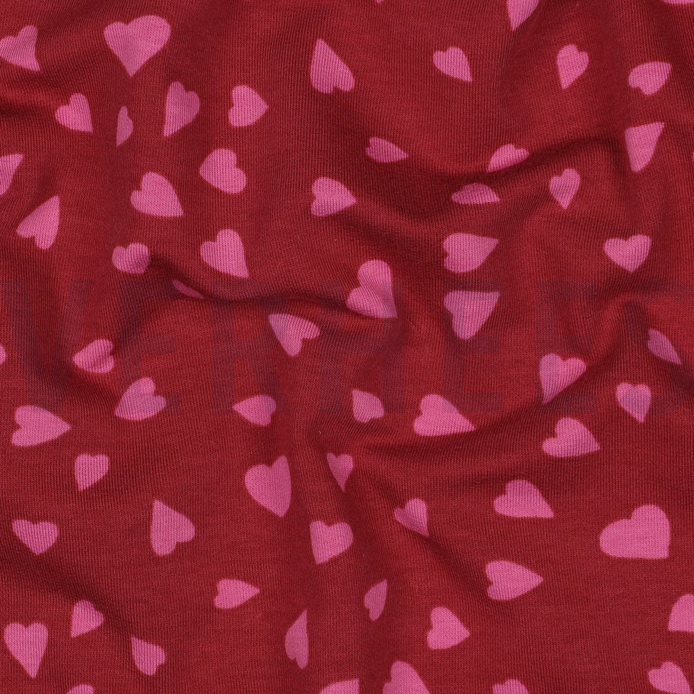 FRENCH TERRY DOGS AND HEARTS RED #7