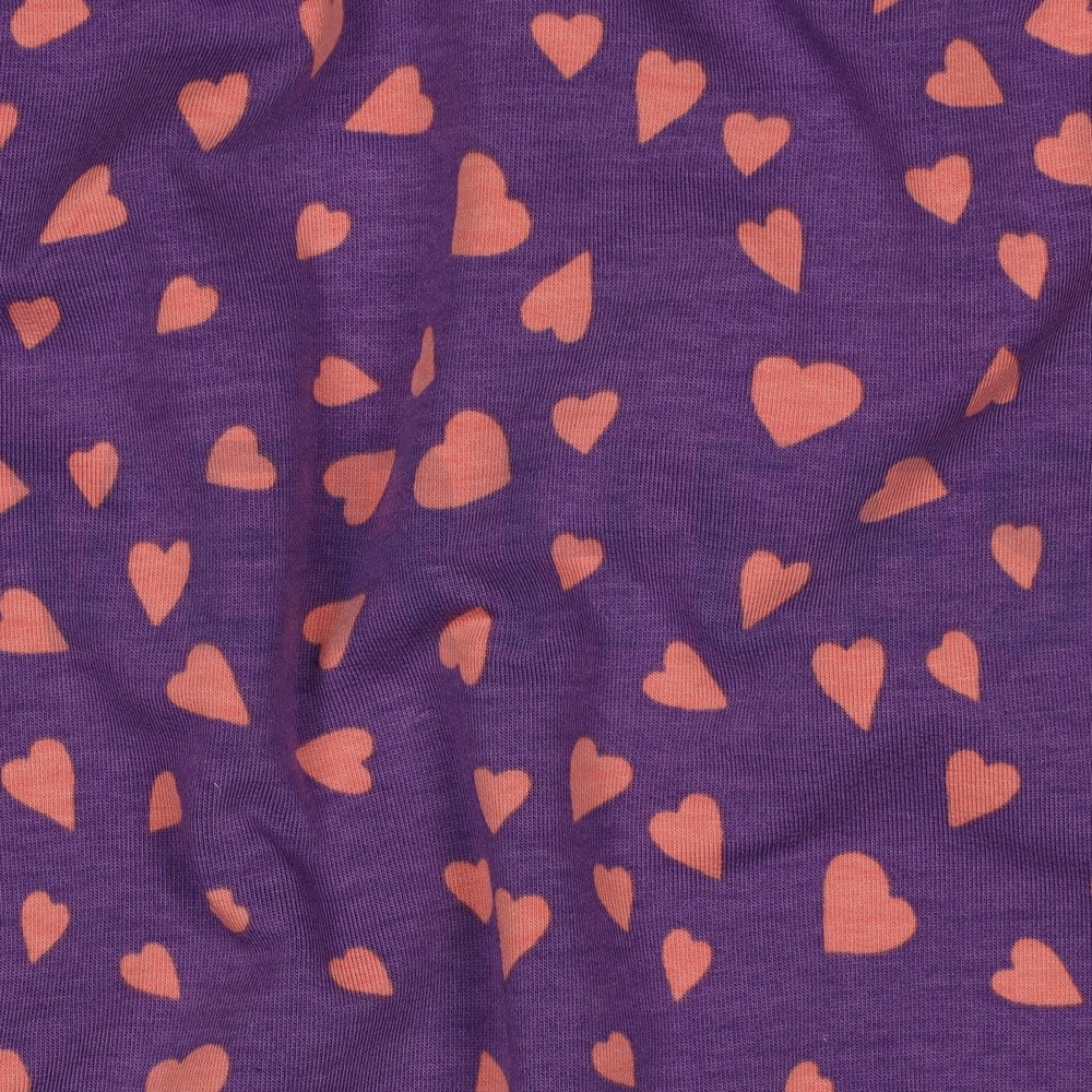 FRENCH TERRY HUNDE UND HERZEN LILA/VIOLETT #7