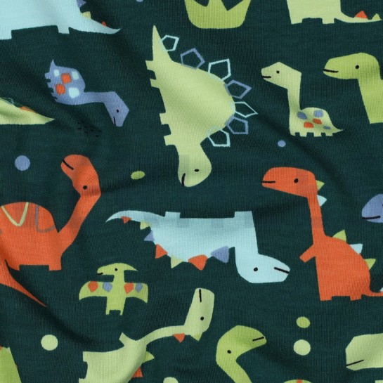 FRENCH TERRY DINOSAURS DARK GREEN #7