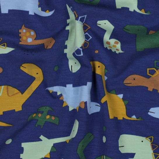 FRENCH TERRY DINOSAURS COBALT #7