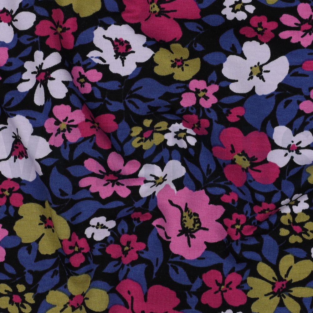 FRENCH TERRY FLEURS BLEU #7