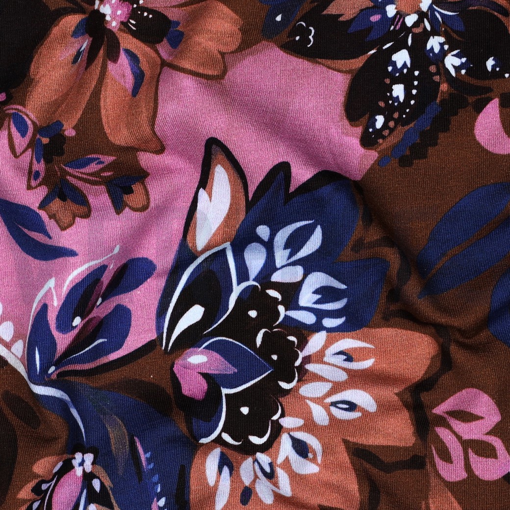 FRENCH TERRY DIGITAL FLOWERS BROWN #7