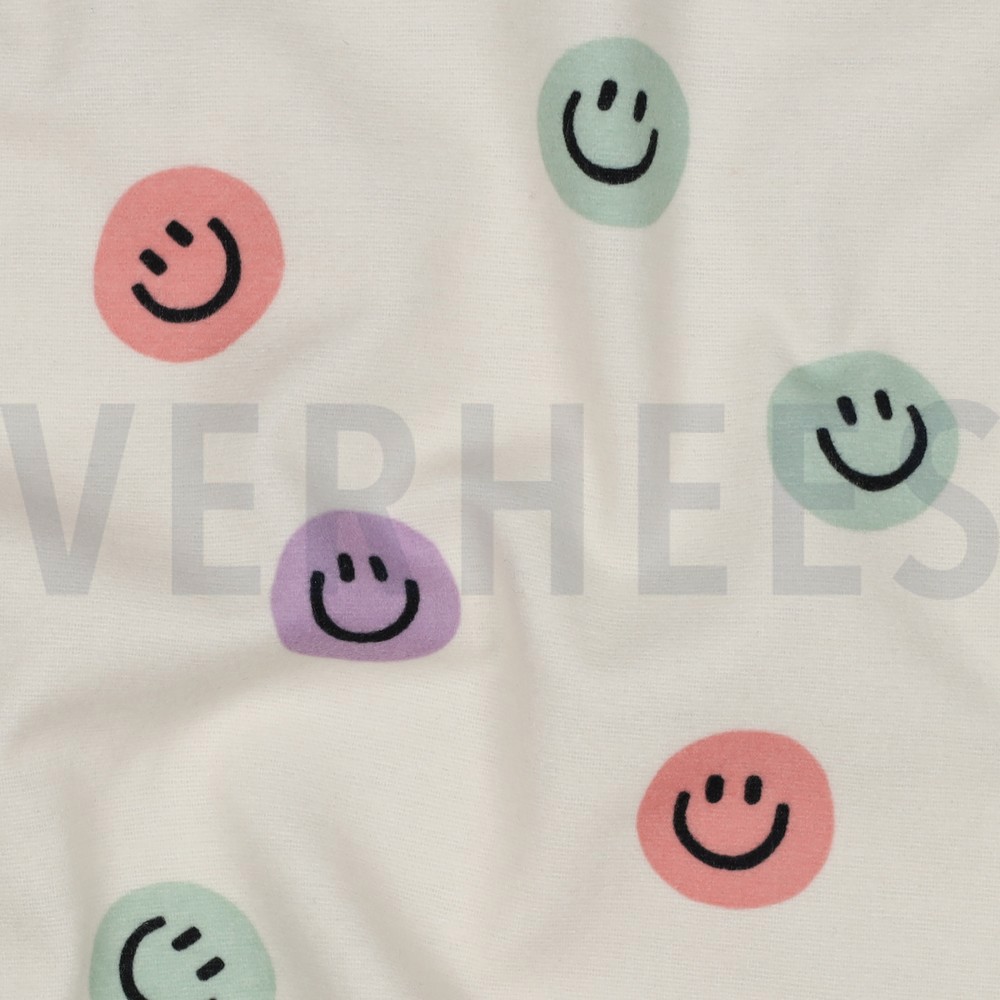FLANNEL HAPPY FACES LILAC #7