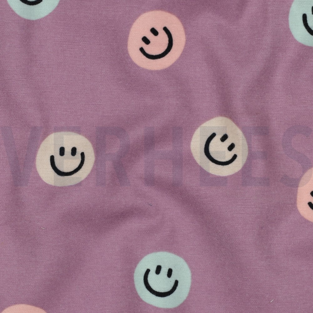 FLANNEL HAPPY FACES LAVENDER #7