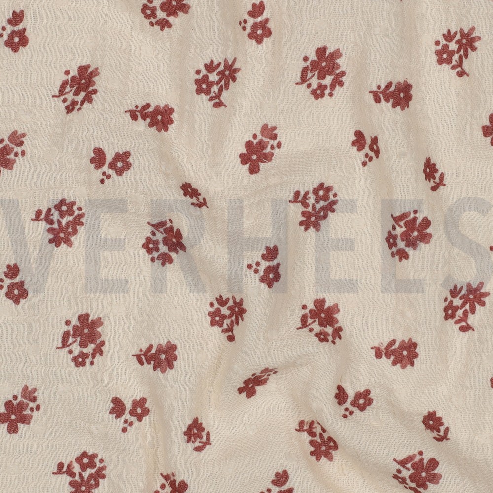DOUBLE GAUZE DOBBY FLOWERS PEACH #7