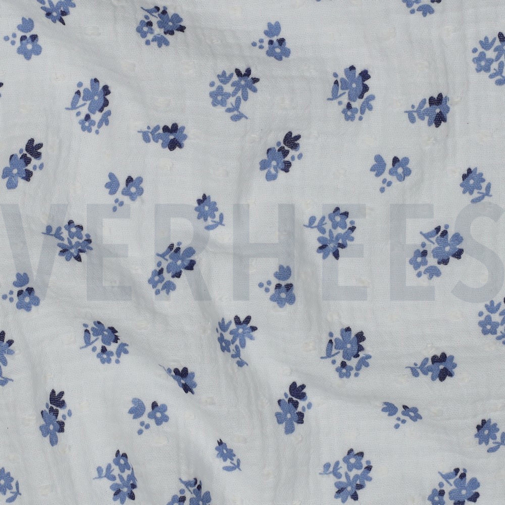 DOUBLE GAZE DE COTON DOBBY FLEURS BLANC (high resolution) #2