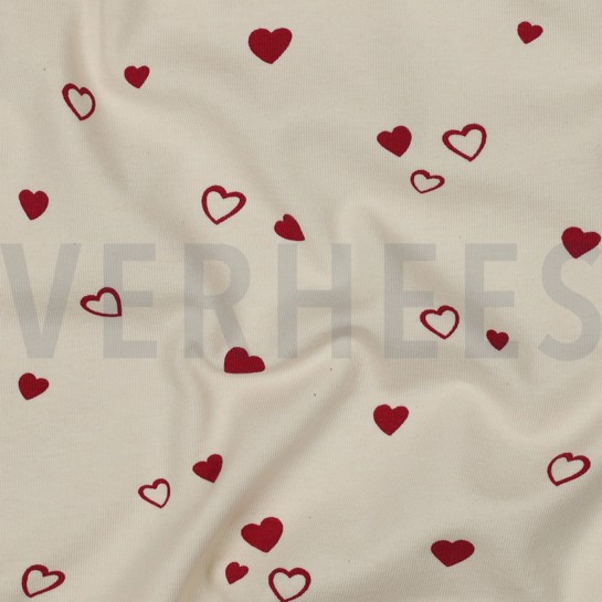 JERSEY GOTS NATUREL CŒURS NATUREL/FUCHSIA #7